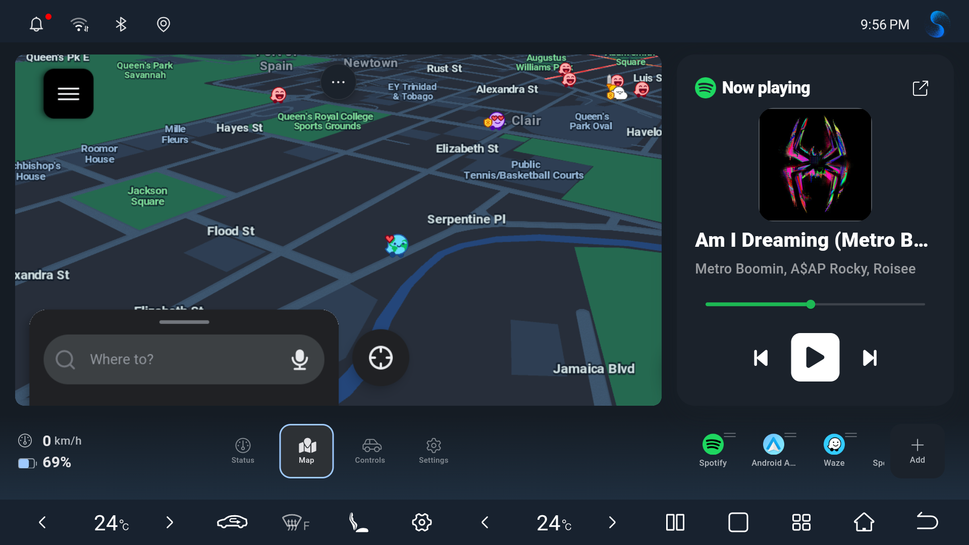 Kinex maps and navigation view on BYD infotainment